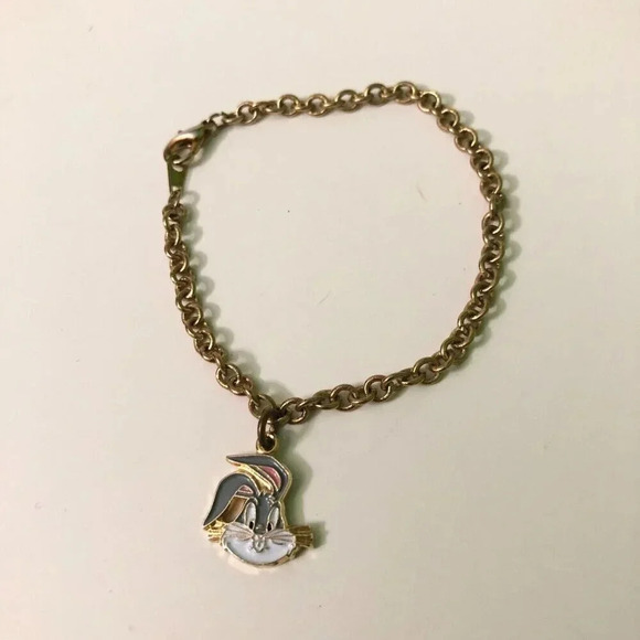 Vtg 1996 Looney Tunes Bugs Bunny Small Bracelet Charm Warner Bros - Picture 1 of 16